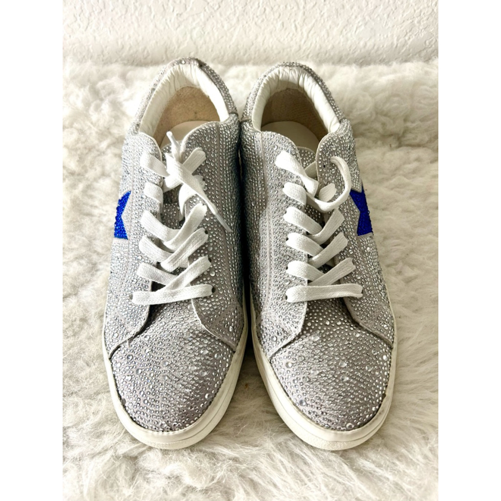 Vintage Havana Womens Dyno Rhinestone SlipOn Sneakers Silver & Blue Star Size 11